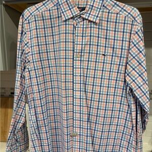 Vineyard Vines Men's Casual Plaid Shirt in Blue and Pink
